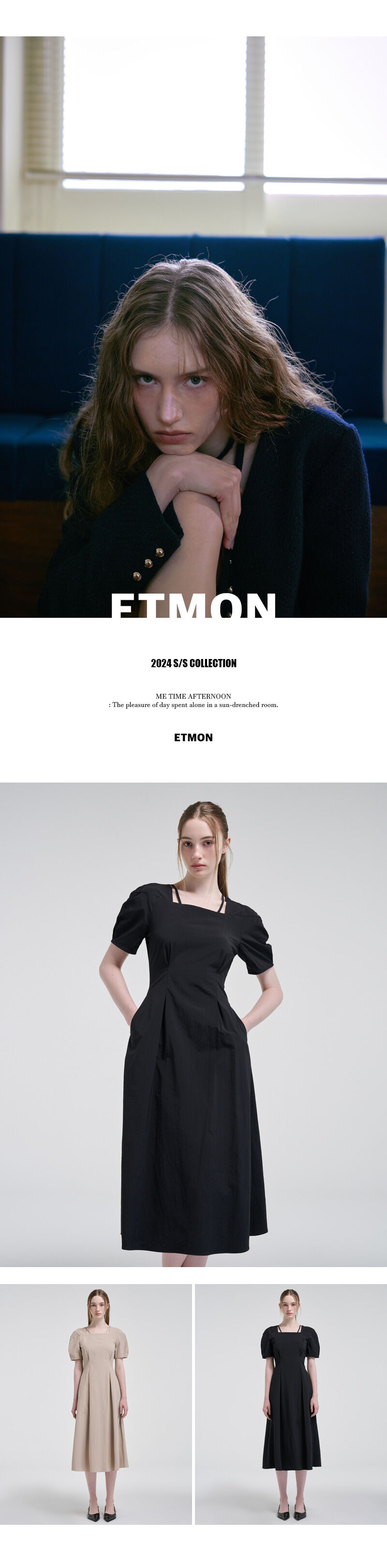 ワンピース ETMON Square Strap Pintuck Dress, Black Square Strap Pintuck Dress, Black - 감도 깊은 취향 셀렉트샵 29CM