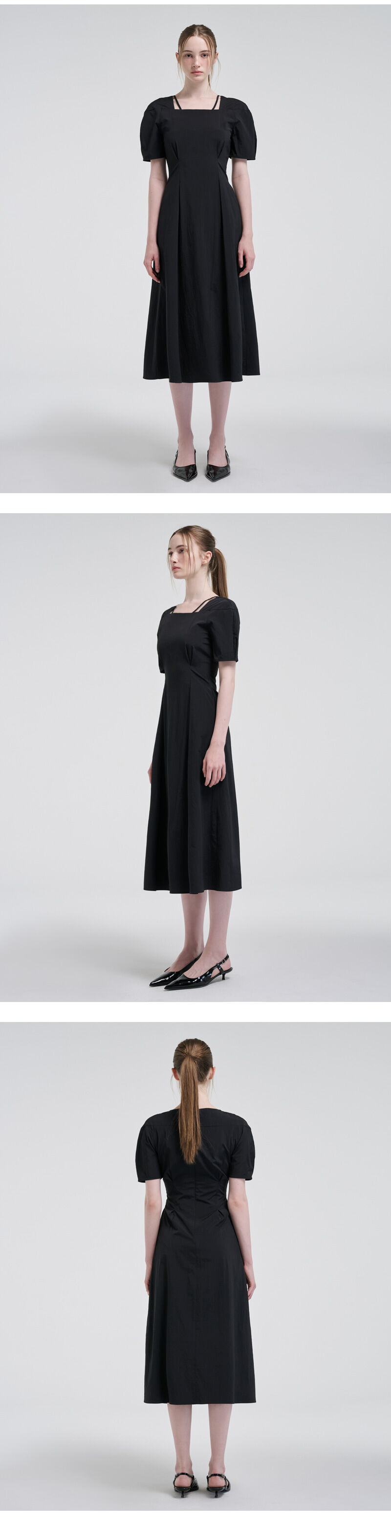 ワンピース ETMON Square Strap Pintuck Dress, Black Square Strap Pintuck Dress, Black - 감도 깊은 취향 셀렉트샵 29CM