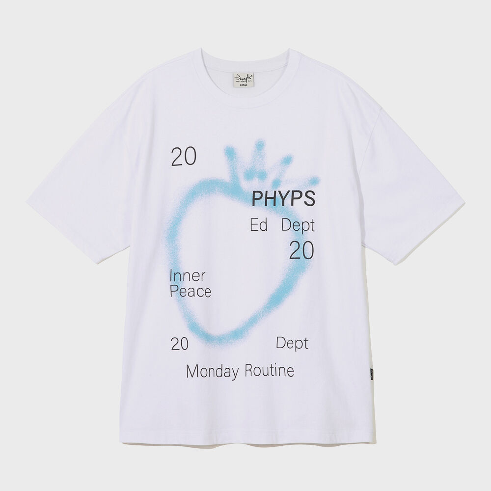 シャツ DOODLE HEART HALF T WHITE DOODLE HEART HALF T WHITE GREYISH BLUE - 감도 깊은 취향