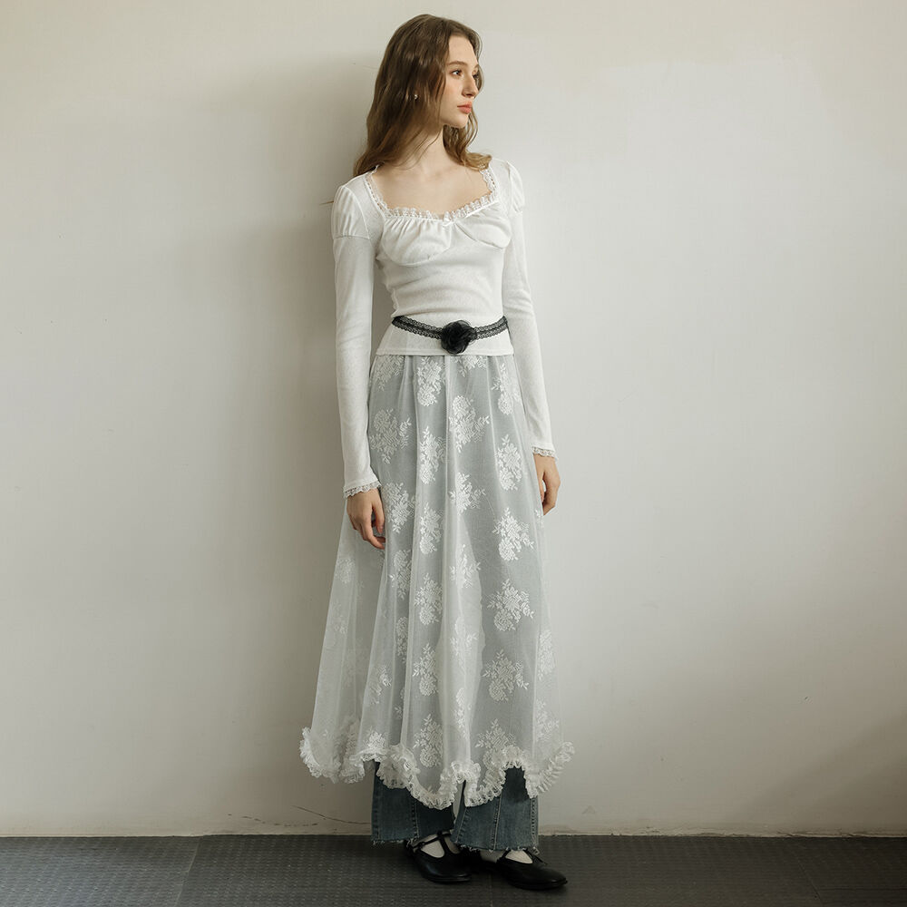 韓国商品/HOKUSPOKUS Garden Veil Volume Skirt Garden Veil Volume Skirt_White - 감도 깊은 취향 셀렉트샵 29CM