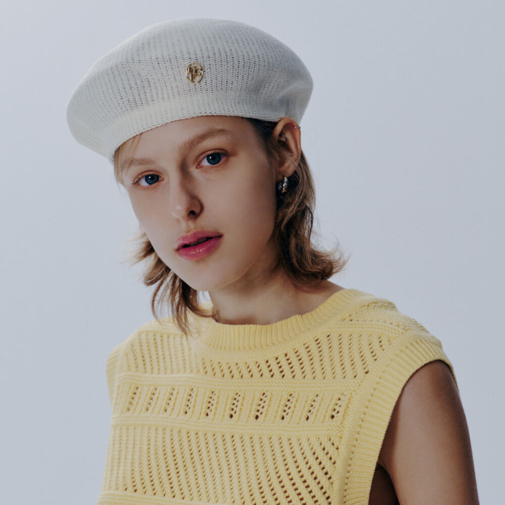 METAL CIRCLE LOGO KNIT BERET ivory - 감도 깊은 취향 셀렉트샵