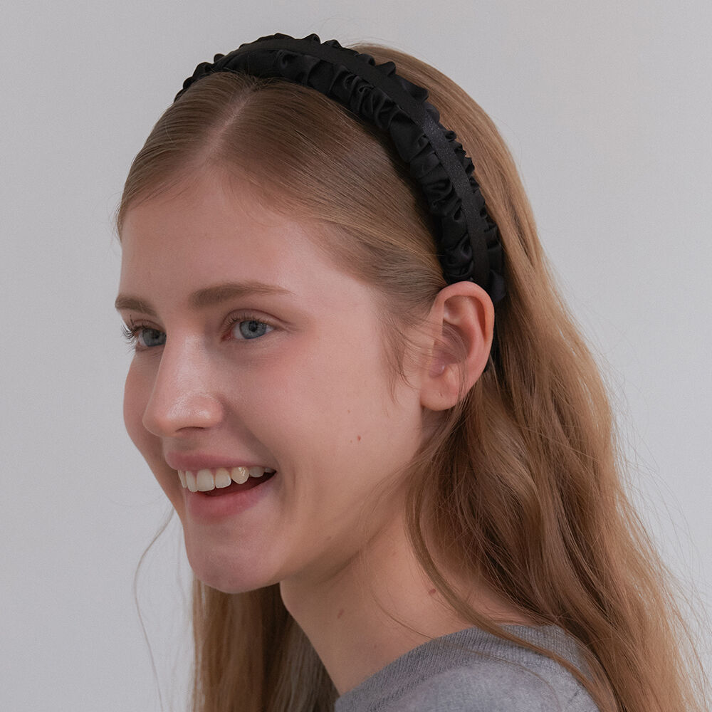 satin petit ribbon hair band 5.1 - noir - 감도 깊은 취향