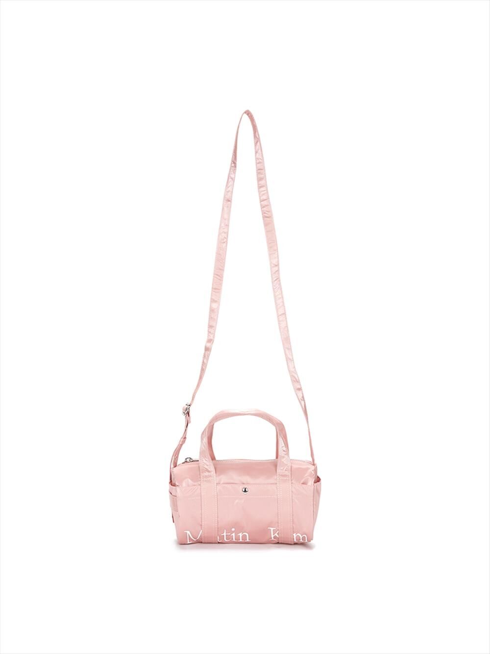GLOSSY LOGO SPORTY MINI DUFFEL BAG IN SILVER - 감도 깊은