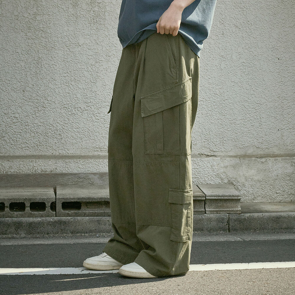 VTG Washed Cargo Gaucho Pants Khaki - 감도 깊은 취향 셀렉트