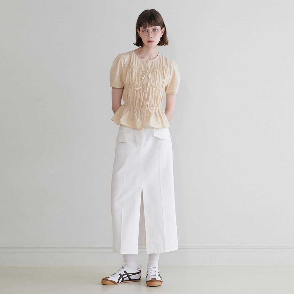 ◆Loulouseoul◆ Satin Tuck Pleats Skirt Cream Satin Tuck Pleats Skirt (Cream) - 감도 깊은 취향 셀렉트샵 29CM