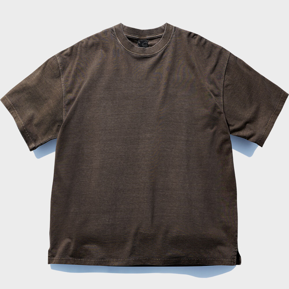 4 Cross Symbol Pigment Incision T-Shirts - Khaki - 감도 깊은