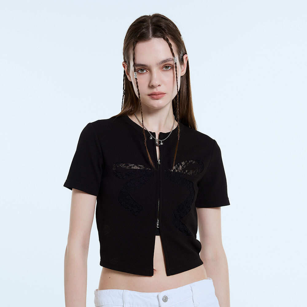LARTIGENT☆L11 RIBBON LACE ZIP-UP L11 RIBBON LACE ZIP-UP(BLACK) - 감도 깊은 취향 셀렉트샵 29CM