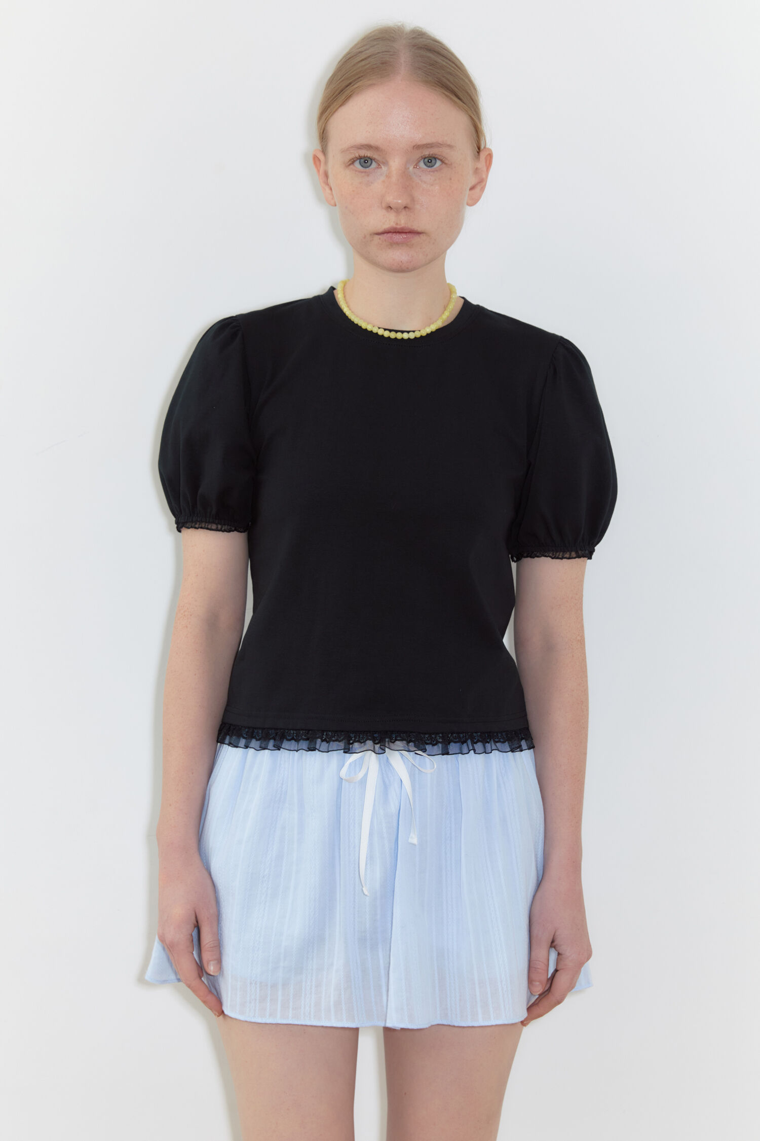 Double Lace Puff T-Shirts (Black) - 감도 깊은 취향 셀렉트샵 29CM
