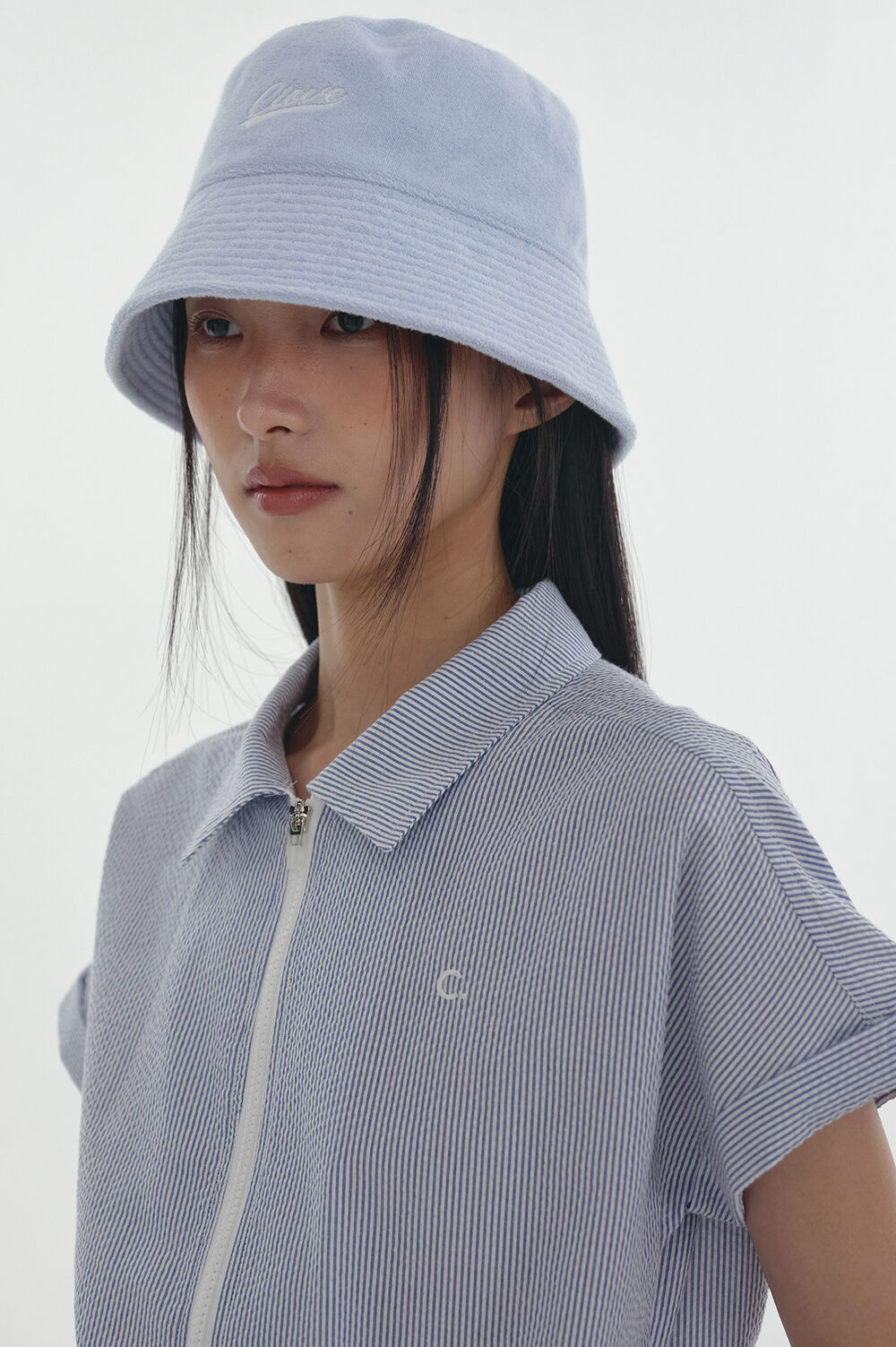 24SS clove] Seersucker Polo Dress (Blue) - 감도 깊은 취향