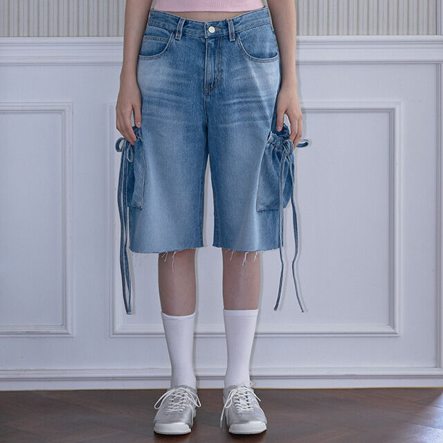 Ribbon Bermuda Denim Pants [Blue] - 감도 깊은 취향 셀렉트샵 29CM