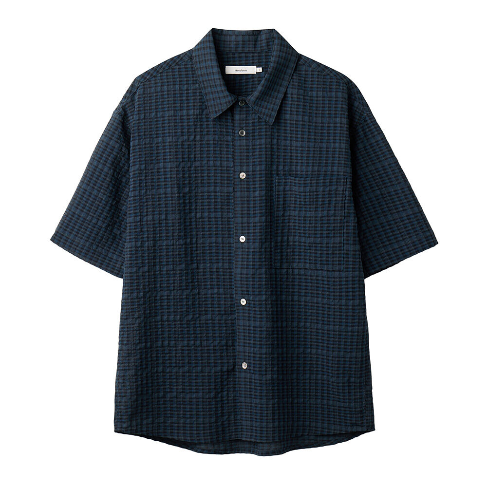 PARTIMENTOのEmbroidered Stripe Roll-up Half Shirt PARTIMENTO】 Embroidery Stripe Roll Up Half Shirts /追跡付