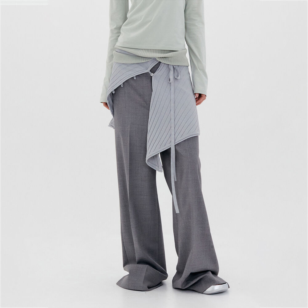 ☆韓国の人気☆【LOW CLASSIC】☆BUTTON LOOP KNIT SKIR.T☆ BUTTON LOOP KNIT SKIRT_SILVER_LOW24UM_KN110SV - 감도 깊은