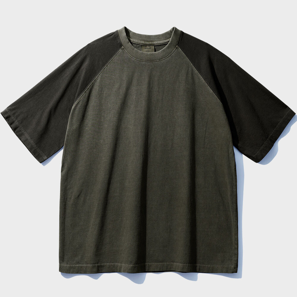 4 Symbol Colour Block Mesh T-Shirts - Khaki - 감도 깊은 취향