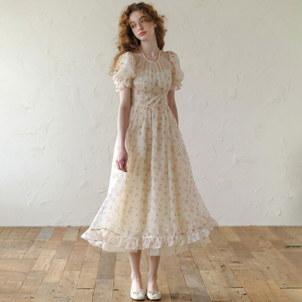 【LENINA】IRIE embroidery puff sleeve tencel dress 送料込 Lenina ♥ IRIE embroidery puff sleeve tencel dress