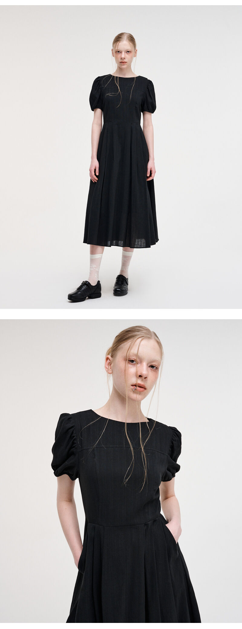 Boat Neck Pintuck Dress, Black - 감도 깊은 취향 셀렉트샵 29CM