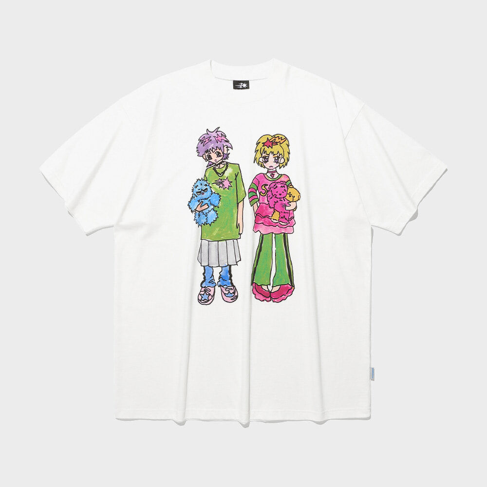 X SOULPUSSSY CAT]GHOSTSOULGIRL RABBIT&BEAR BIG BIG TEE_BLACK