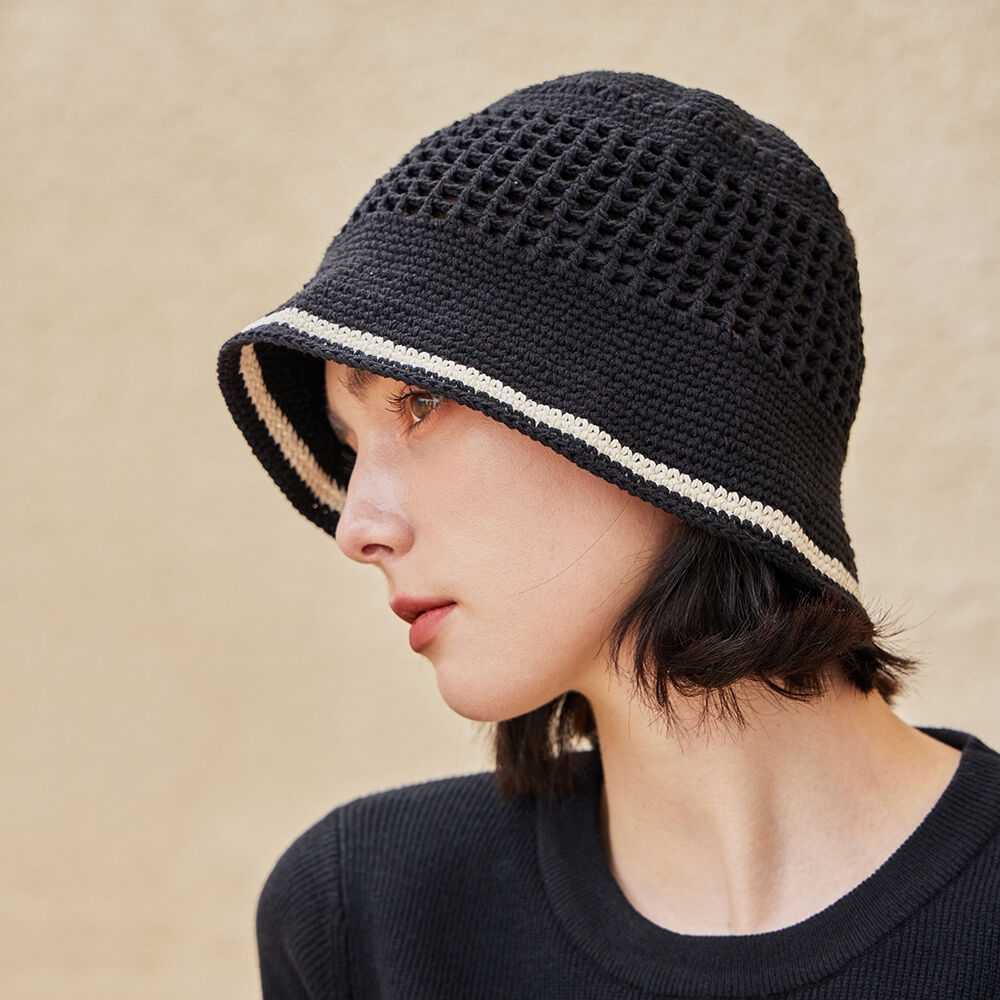 HEART SUMMER KNIT BUCKET HAT BLACK - 감도 깊은 취향 셀렉트샵