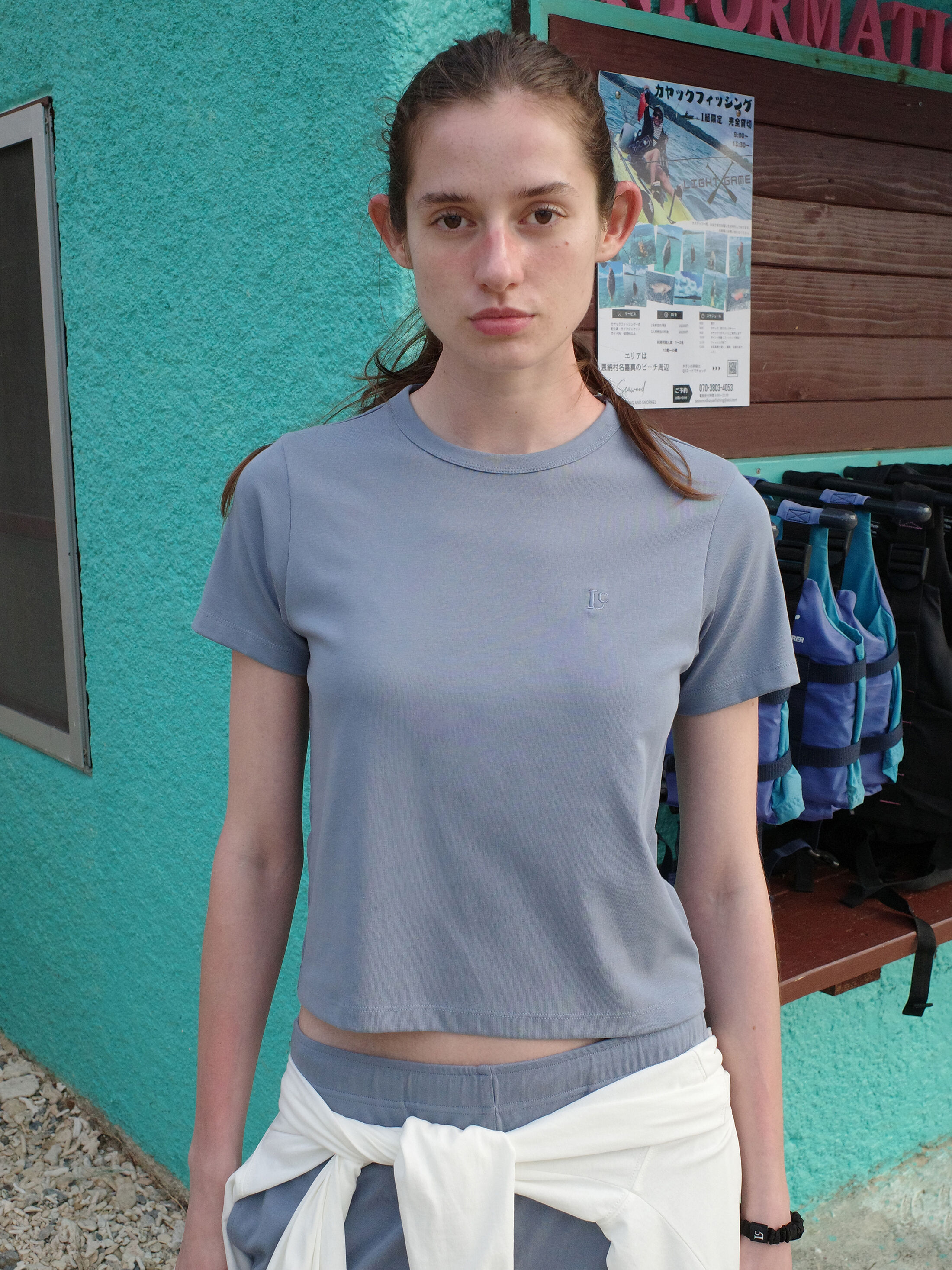 Tシャツ・カットソー ^LOW CLASSIC^ ORGANIC SILKET Lc MINI TSHIRTBLUE LC242_TS02BL LOW CLASSIC