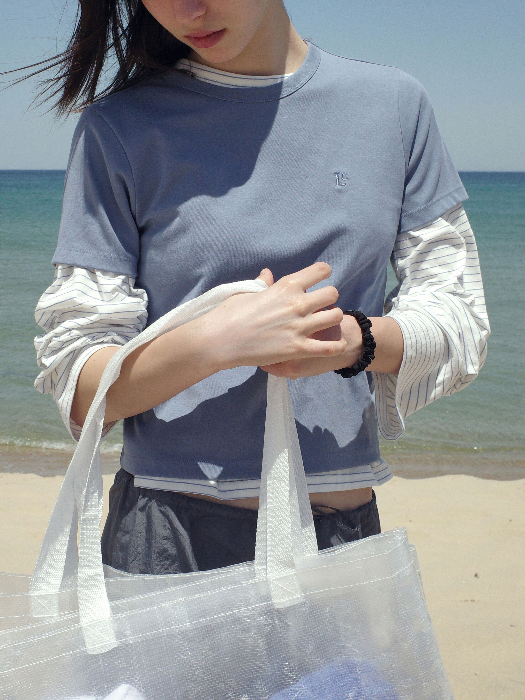 Tシャツ・カットソー ^LOW CLASSIC^ ORGANIC SILKET Lc MINI TSHIRTBLUE LC242_TS02BL LOW CLASSIC