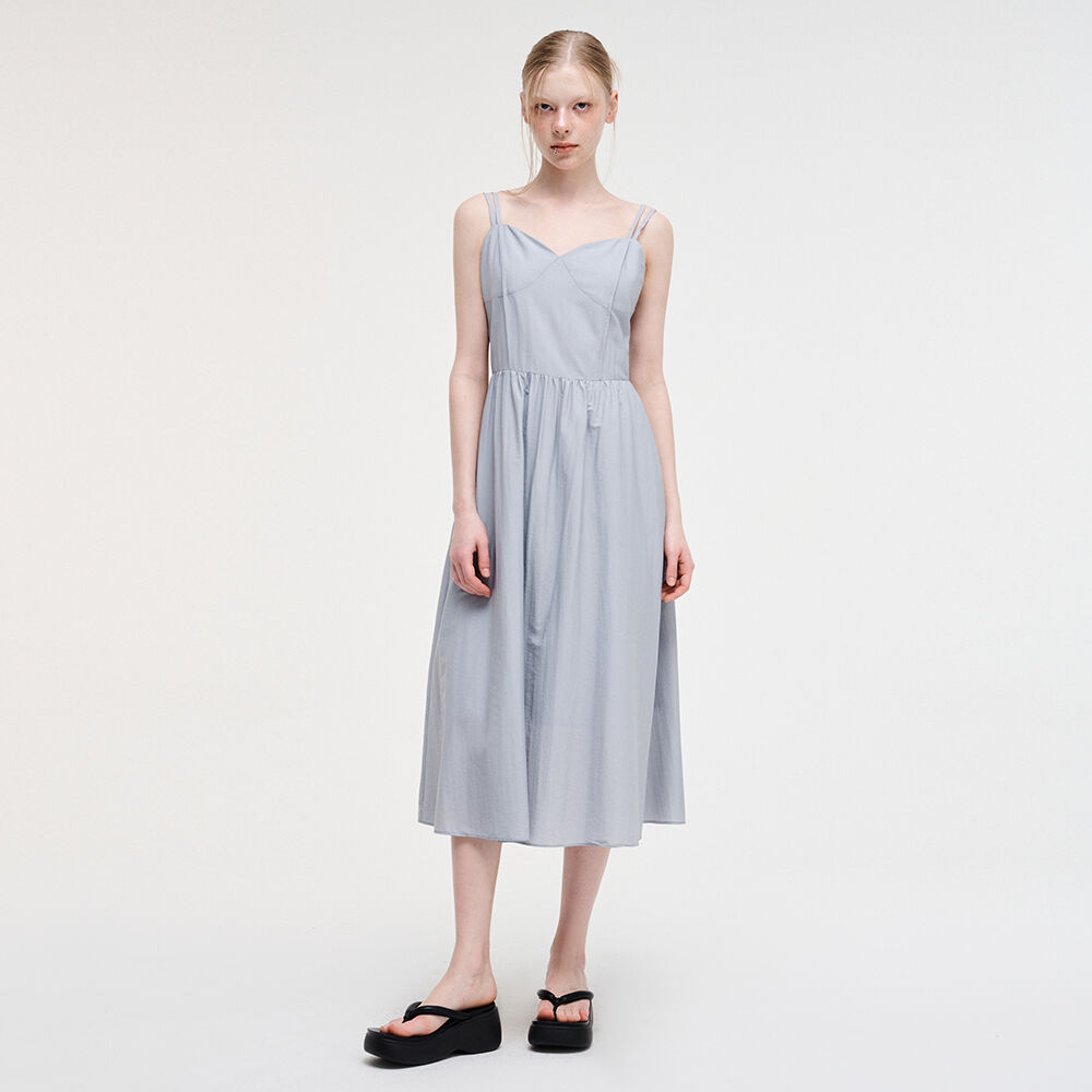 ワンピース ETMON Slip Pintuck Double Strap Dress, Sky Blue Slip Pintuck Double Strap Dress, Sky Blue - 감도 깊은 취향