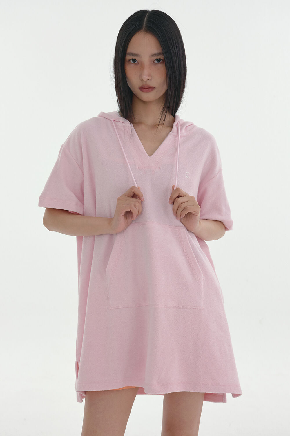 [Clove]★24SS★韓国大人気 ★Half Zip-Up Dress 24SS clove] Easy Hoody Dress (Pink) - 감도 깊은 취향 셀렉트