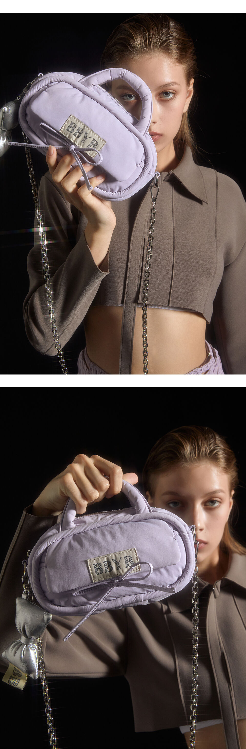 FOFO Padding Chain Cross Bag (Violet) + Charm - 감도 깊은