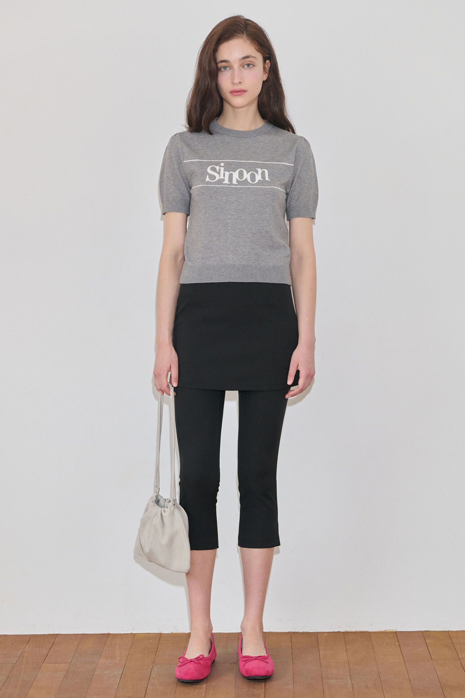 正規品Sinoon Logo Half Knit Melange Grey Sinoon Sinoon Logo Half Knit