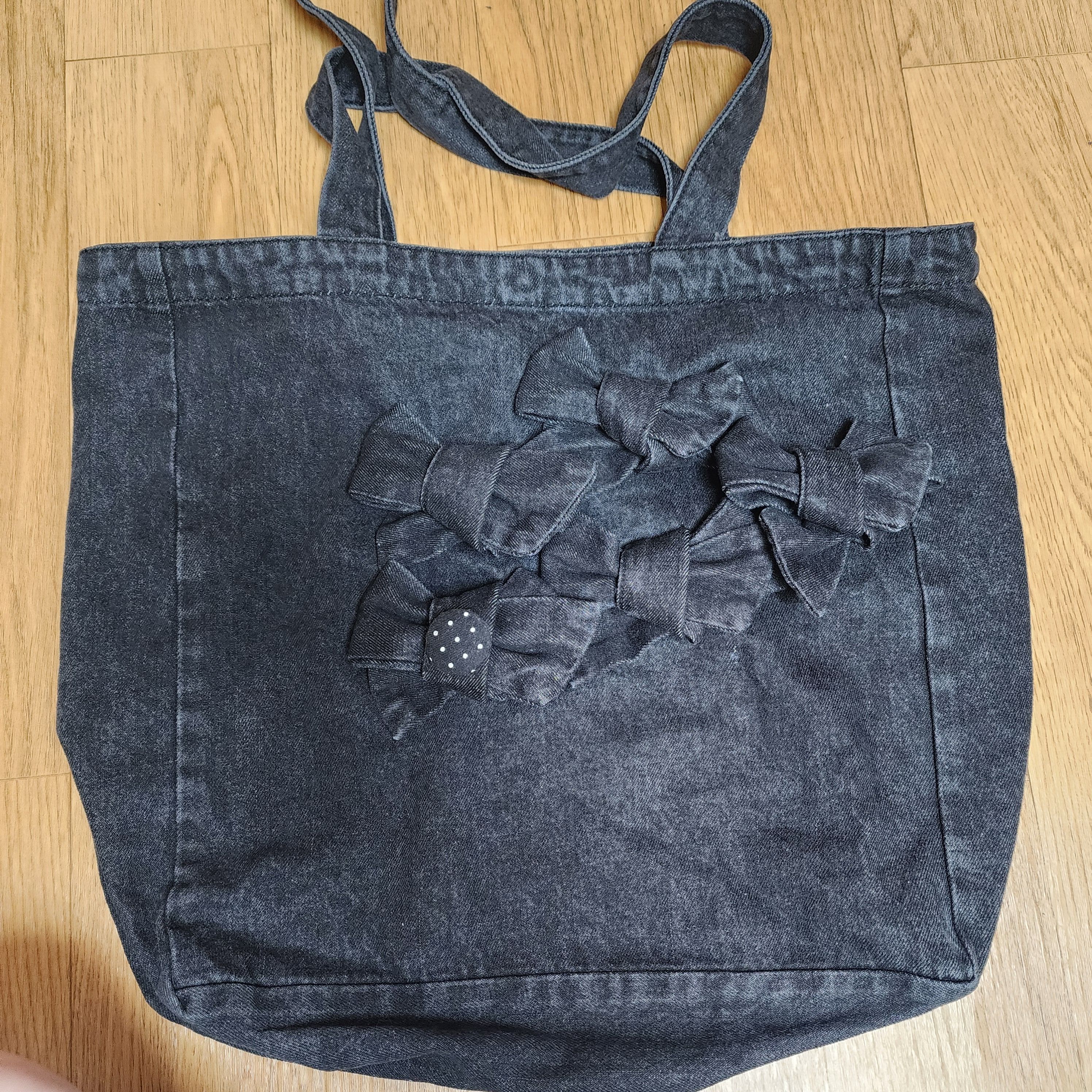★24-25FW新作★RONRON★RIBBON POINTED DENIM TOTE BAG RONRON】24F/W☆ RIBBON POINTED DENIM TOTE BAG (RONRON/トート