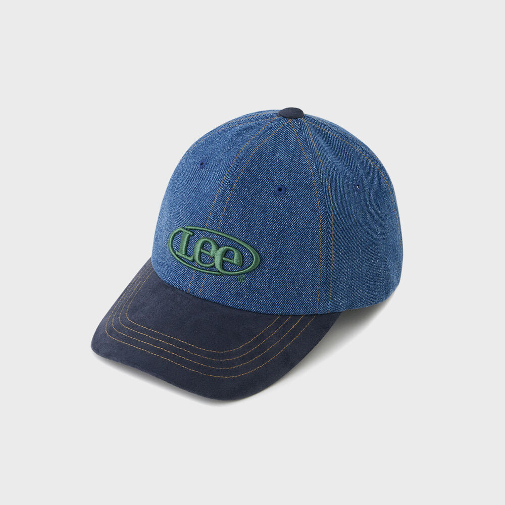 WASHED DENIM GOTHIC OVAL 6PANEL CAP dark navy - 감도 깊은