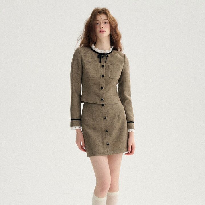 スカート LENINA ISLA tweed mid skirt_light beige ISLA Tweed Mid Skirt - Light Beige – Lenina US