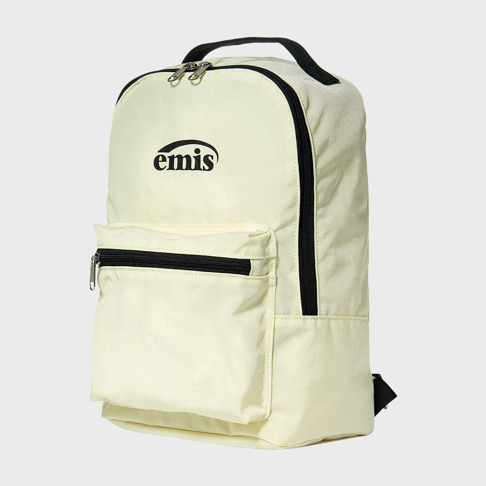 【EMIS】NYLON ZIP-POCKET BACKPACK : BEIGE NYLON ZIP-POCKET BACKPACK-BEIGE - EMIS