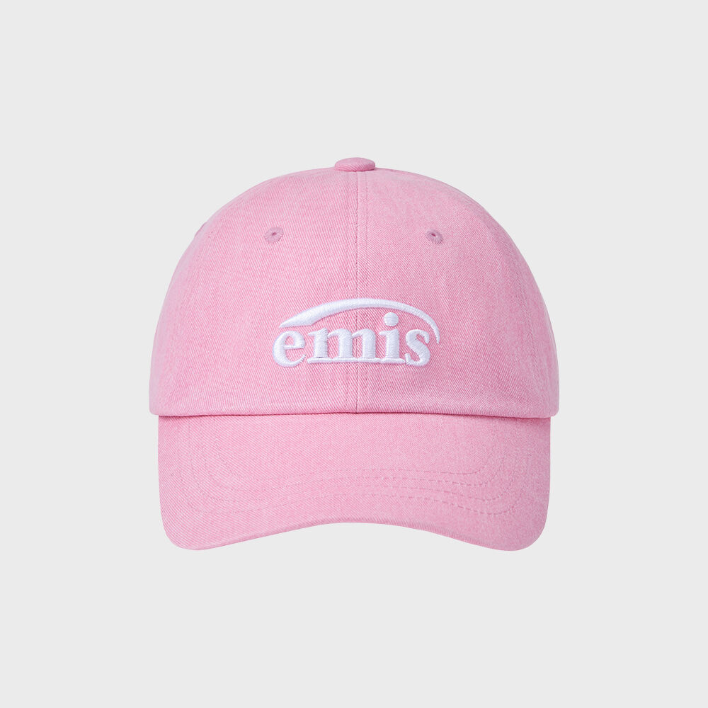 ◆EMIS◆ LETTERING LOGO WHITE STITCH BALL CAPCORAL m1037_147 韓國EMIS LETTERING LOGO WHITE STITCH BALL CAP