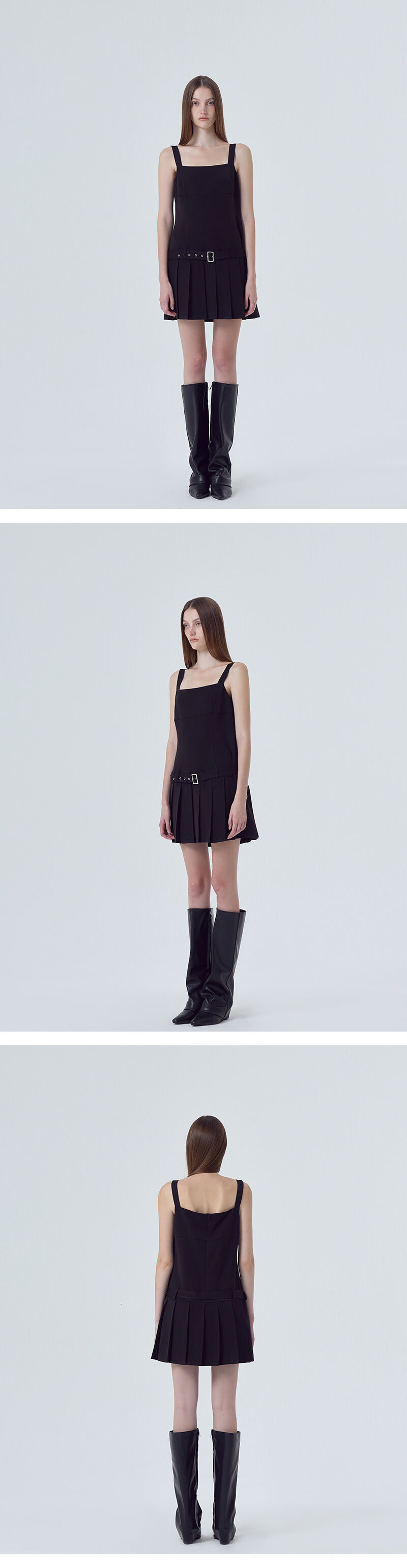 Low Pleats Belt Mini Dress, Black - 감도 깊은 취향 셀렉트샵 29CM
