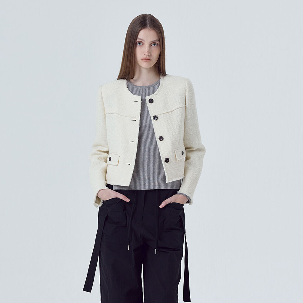 Cut-Off Pocket Tweed Jacket, Ivory - 감도 깊은 취향 셀렉트샵
