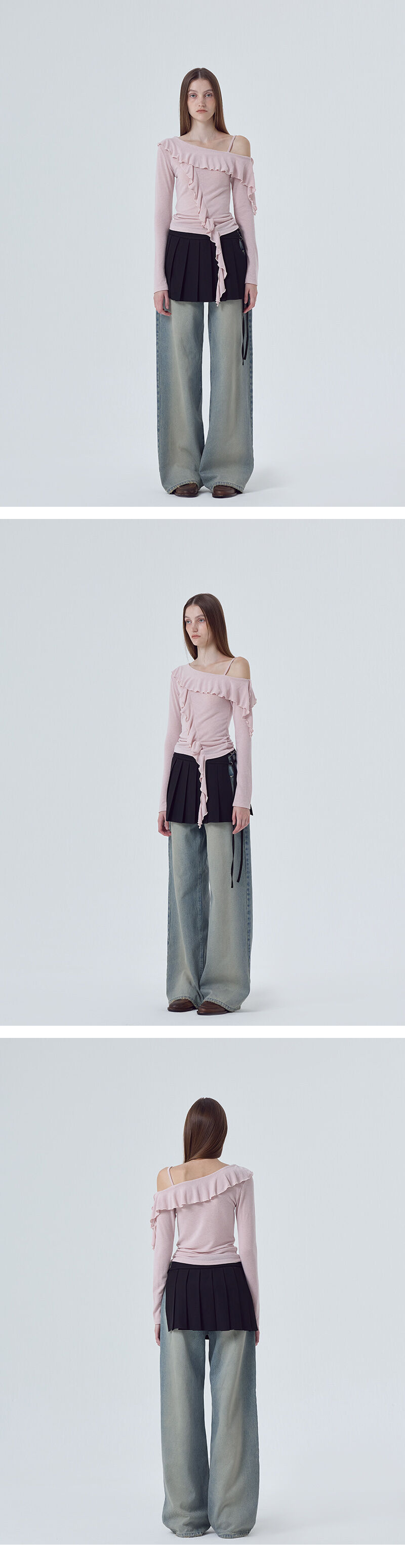Frill One Shoulder T-Shirt, Pink - 감도 깊은 취향 셀렉트샵 29CM