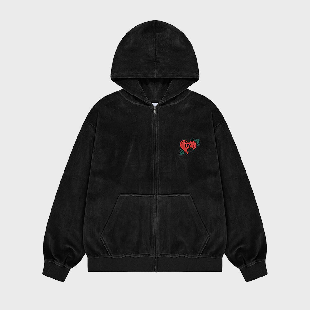 ★OY★VELOUR VINTAGE HEART HOODIE ZIP-UP - BLACK★正規品 OY/オーワイ』 VELOUR VINTAGE HEART HOODIE ZIP/ベロア