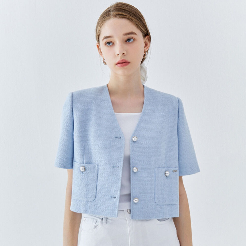 Detachable Collar Tweed Cropped Jacket NEW4XJ209_21 - 감도