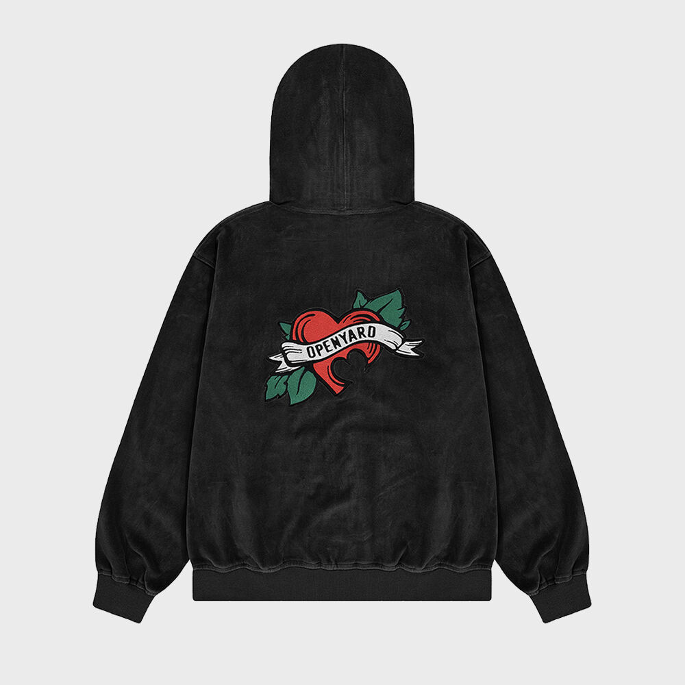 ★OY★VELOUR VINTAGE HEART HOODIE ZIP-UP - BLACK★正規品 OY/オーワイ』 VELOUR VINTAGE HEART HOODIE ZIP/ベロア
