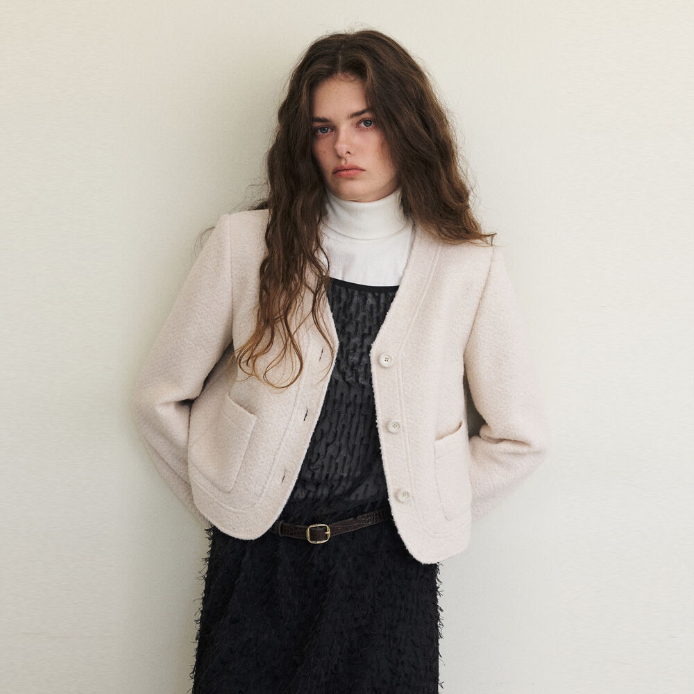 ジャケット ETMON Curved Boucle Tweed Jacket, Ivory MUSINSA | ETMON Curved Boucle Tweed Jacket, Ivory