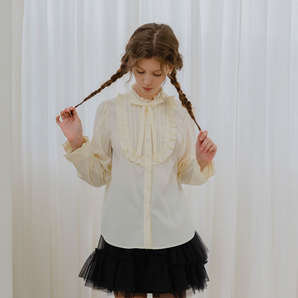 DD_Ruffle string ribbon blouse_2color - 감도 깊은 취향 셀렉트샵 29CM