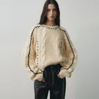 핸드메이드 케이블 크롭 스웨터 (아이보리)