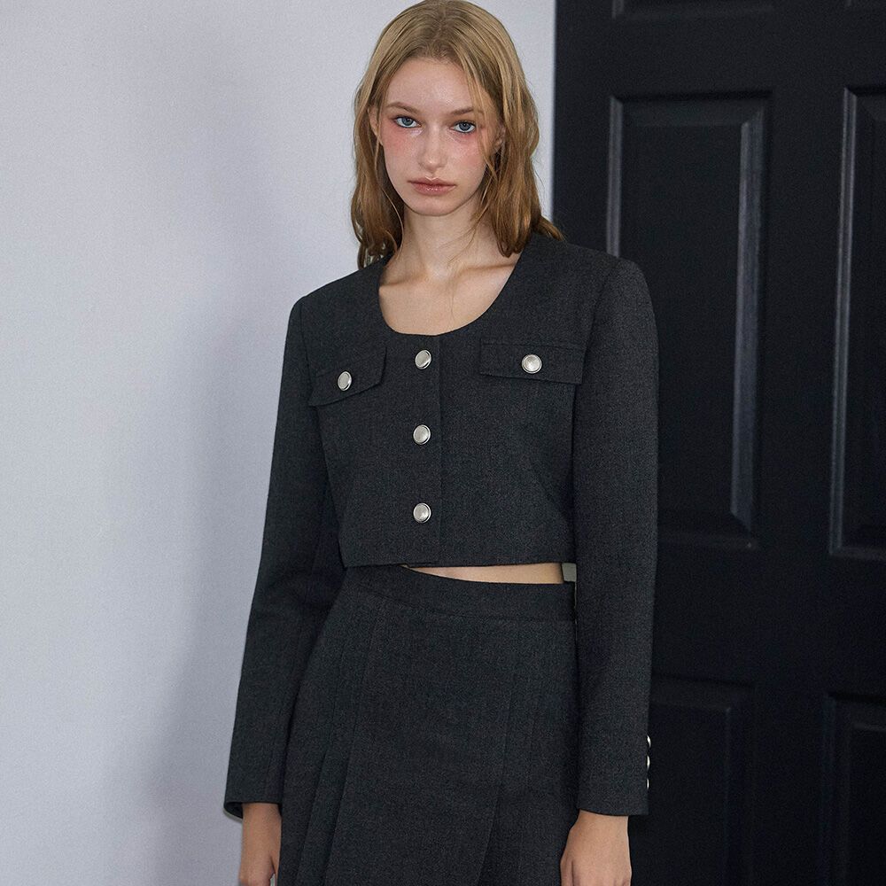 Series 10 Cropped Jacket - Charcoal