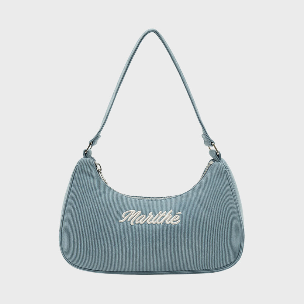 ショルダーバッグ・ポシェット EMBROIDERY LOGO CORDUROY SHOULDER BAG light blue EMBROIDERY LOGO CORDUROY SHOULDER BAG light blue - 감도 깊은