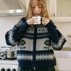 Margaret Nordic Cowichan Cardigan - Navy