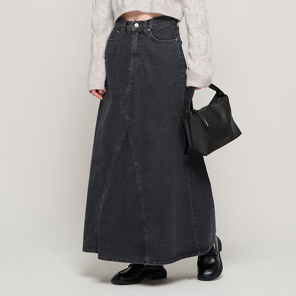 Rynn Pocket Slit Denim Long Skirt BLACK - 감도 깊은 취향