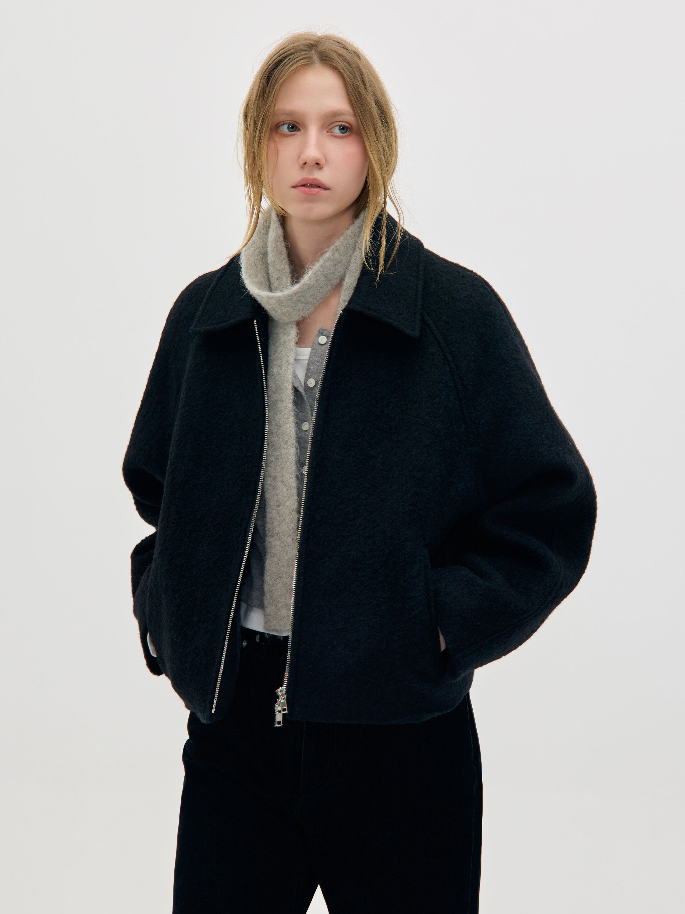 [LOW CLASSIC] / ☆ 24FW SOFT ALPACA SLIM MUFFLER /LIGHT GREY SOFT ALPACA SLIM MUFFLER_LIGHT GREY_LC244MF02LG - 감도 깊은