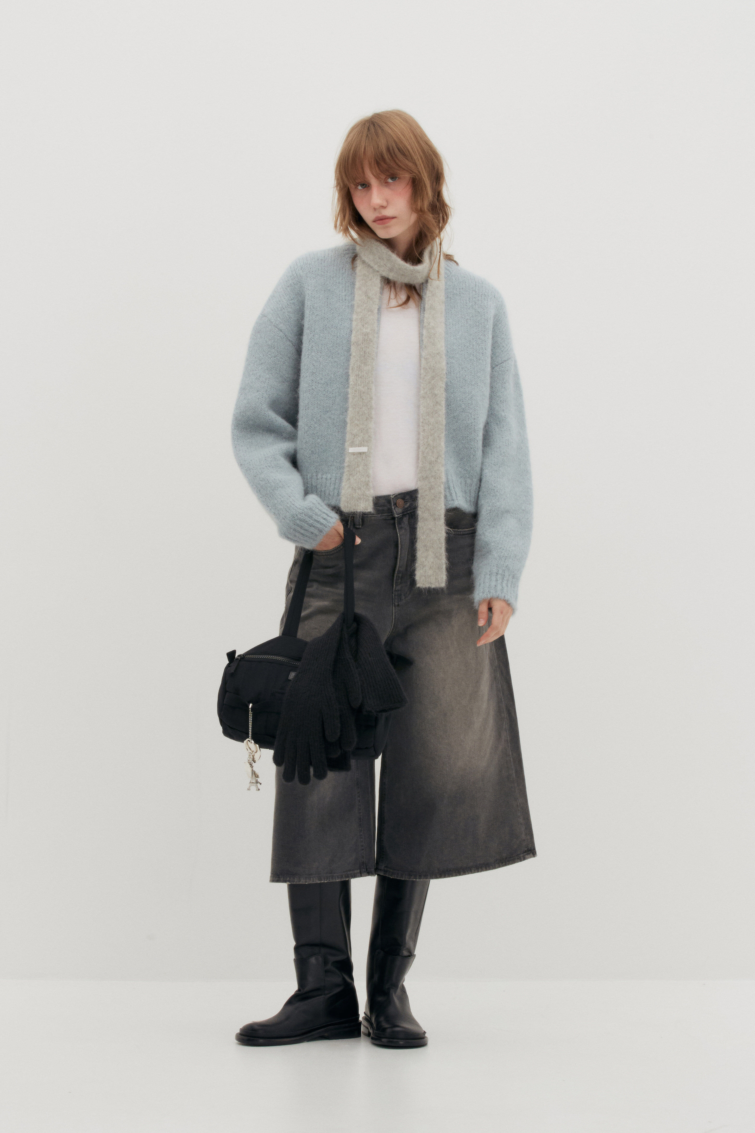 [LOW CLASSIC] / ☆ 24FW SOFT ALPACA SLIM MUFFLER /LIGHT GREY ☆送料・関税込☆LOW CLASSIC☆SOFT ALPACA SLIM MUFFLER☆