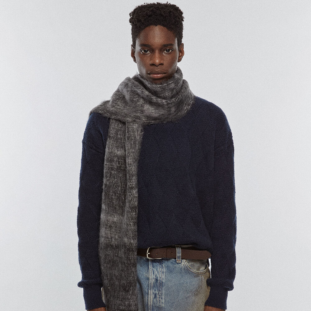 ★Porta★ LOGO LABEL KNIT LONG HOODED MUFFLER CREAM 24WT21 LOGO LABEL KNIT LONG HOODED MUFFLER, CREAM - 감도 깊은 취향