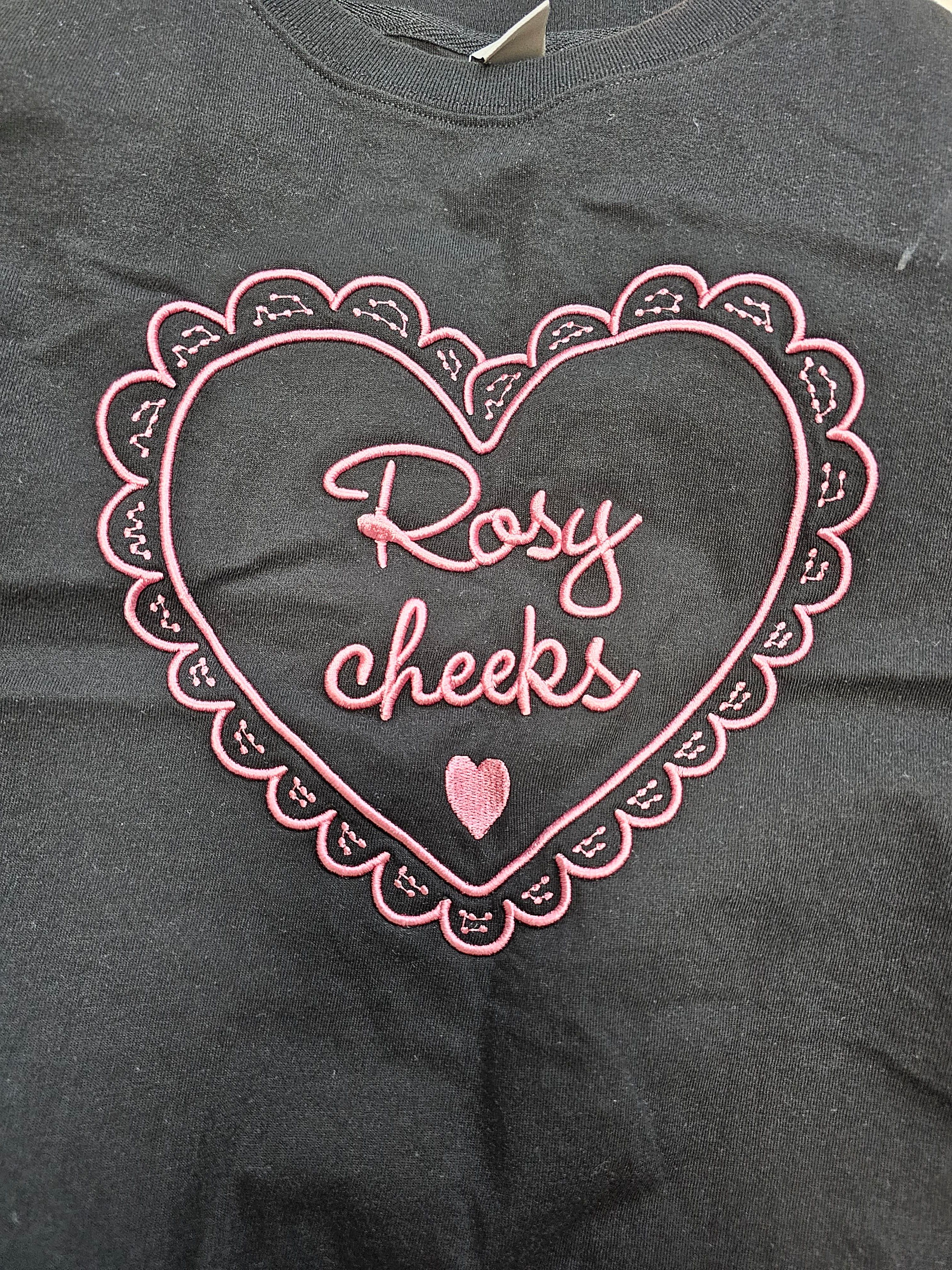 ROSY CHEEKS HEART BASIC FIT T SHIRT BLACK - 감도 깊은 취향