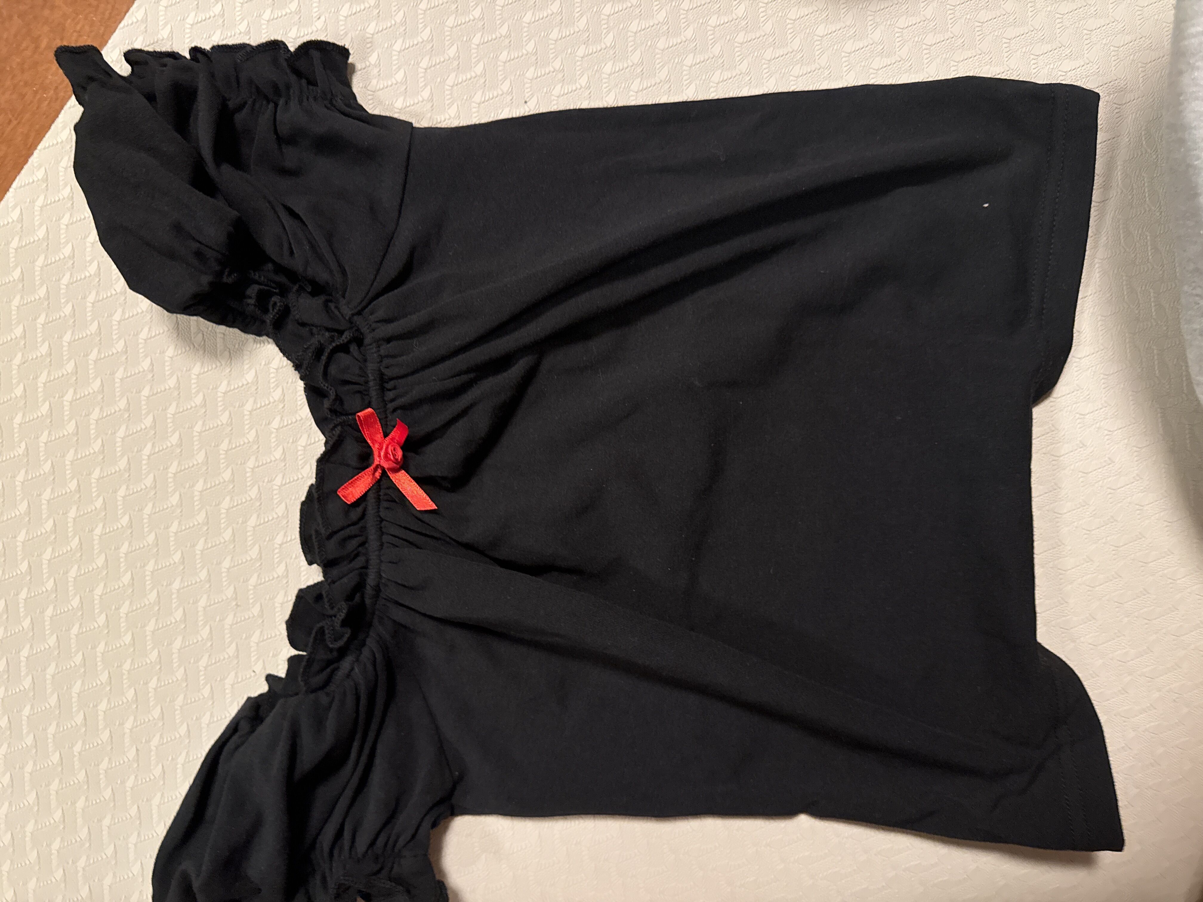 ◆RONRON◆ ROSE RIBBON FRILL OFF SHOULDER T SHIRT BLACK ROSE RIBBON FRILL OFF SHOULDER T SHIRT BLACK - RONRON 론론